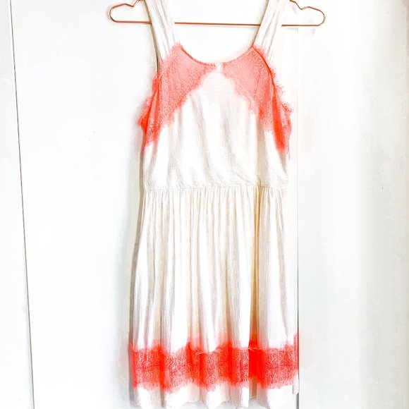 free people sleeveless dress w/neon pink frills - Picture 2 of 8